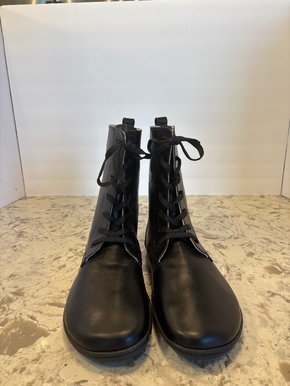 NWOT Men’s Aintap Feel Barefoot Black Leather Combat Style Boots Size 45